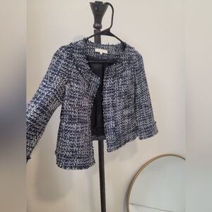 ANN MASHBURN Blue and White Tweed Blazer